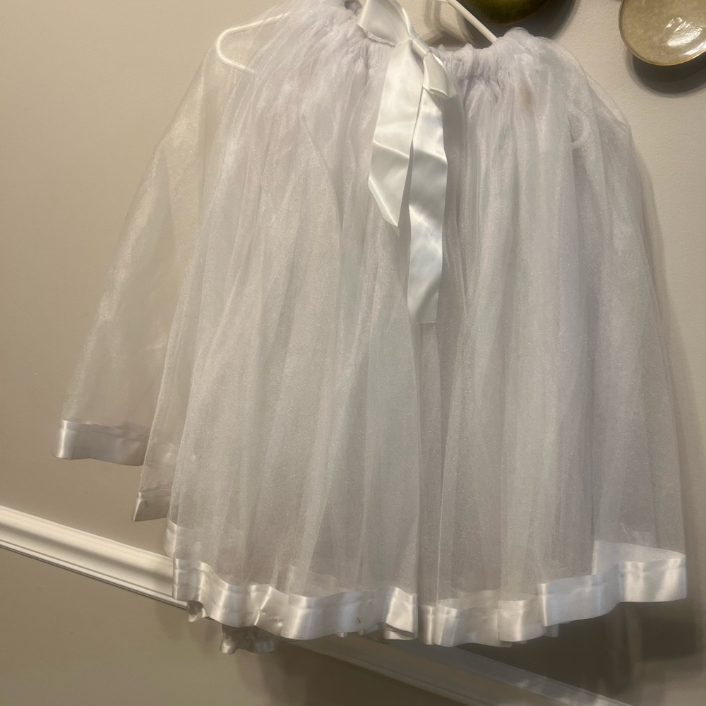 White Tulle Skirt with Satin Trim
